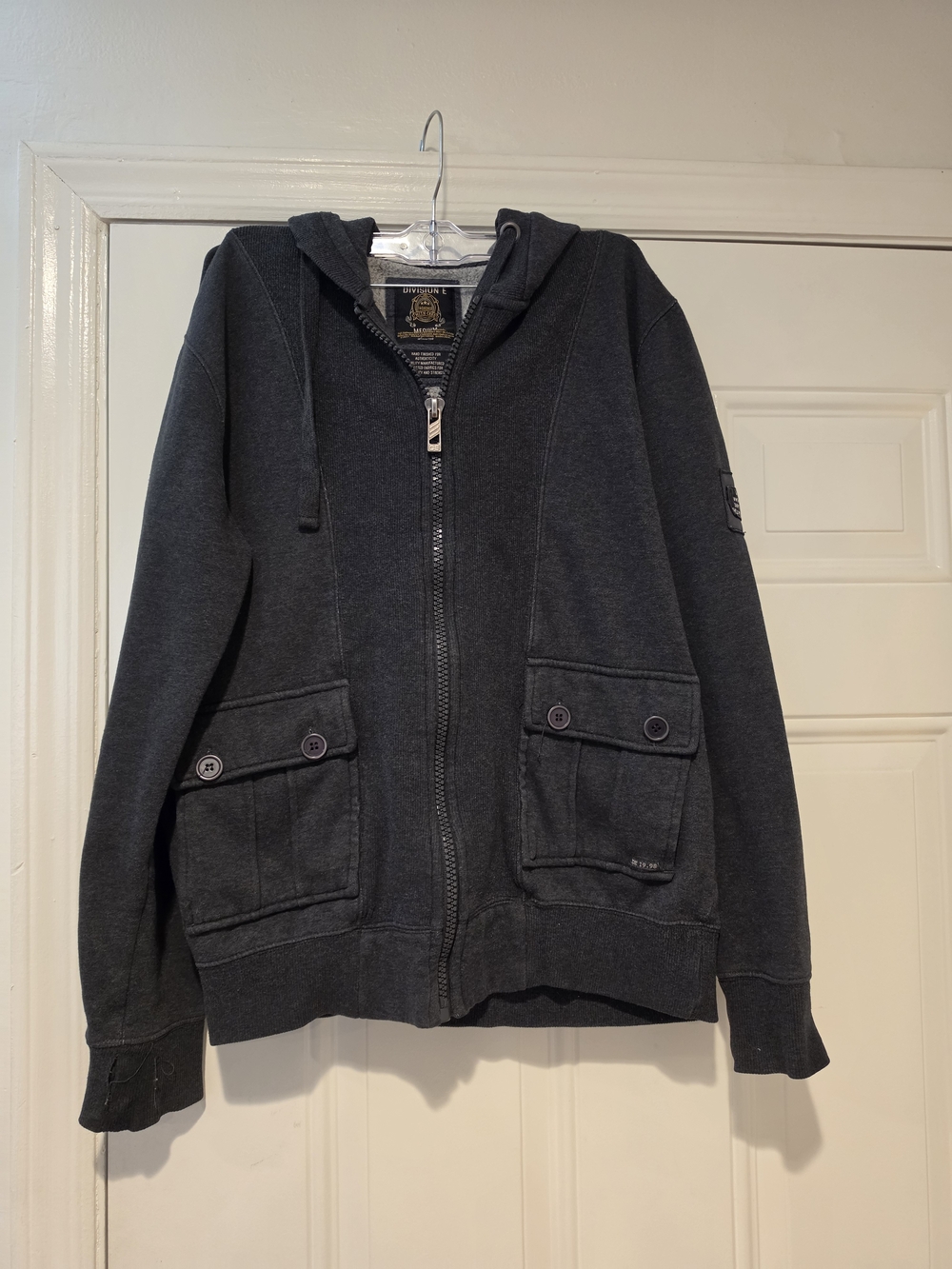 Men's Vintage Division E Charcoal Zip-Up Hooded Jacket